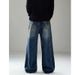 Boys Retro Hip Hop Deconstructed Distressed Ink Straight Jeans mid Waist High Street Style American Pants with Slight Stretch_mkmklike.com