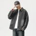 Pulse European And American Retro Tough Guy Turn-down Collar Black Shirt 2025 Autumn New Simple Denim Jacket Coat Men_mkmklike.com