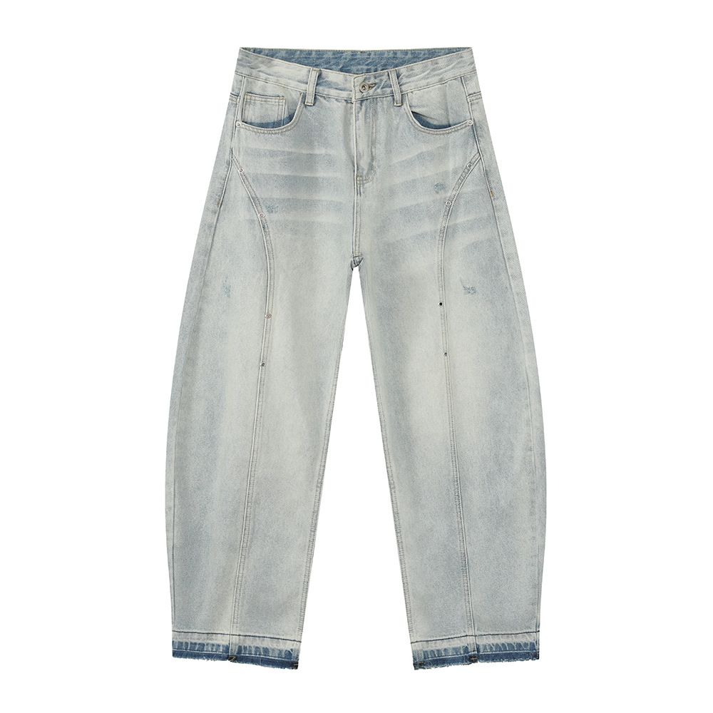 Men's Clothing Niche Design Light Colored Wide Leg Jeans Loose And Slim Straight Leg Scimitar Pants Trend_mkmklike.com