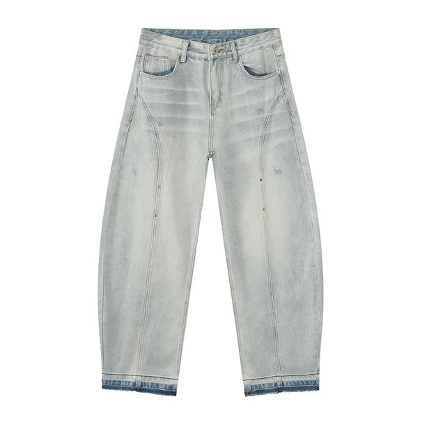 Men's Clothing Niche Design Light Colored Wide Leg Jeans Loose And Slim Straight Leg Scimitar Pants Trend_mkmklike.com