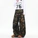 Vintage American Camouflage Cargo Jeans For Men & Women - High Street Baggy Denim Pants With Multi-Pockets & Stacked Hem_mkmklike.com