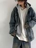 Autumn Winter Versatile Half Turtleneck Basic Coat Unisex Loose Retro Street Style Denim Jacket Trendy_mkmklike.com