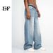 EF JEANS | 2023 New Product, Korean Version Loose And Versatile Essential Blue Straight Wide Leg Jeans Men's Casual_mkmklike.com