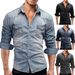Pulse 2024 Autumn New Cross-Border European And American Fashion Casual Men's Double Pocket Long Sleeve Denim Shirt_mkmklike.com