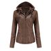 Hooded leather jacket two-piece set can remove oversize leather jacket female PU washed leather_mkmklike.com
