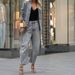 Women's Streetwear Denim Suit Set - Slim Fit Blazer & Distressed Jeans (Grey Set, S-XL)_mkmklike.com