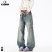 Men's Clothing Men's Tie Dye Distressed Retro Curved Blade Straight Leg Jeans Loose Wide Leg Pants American High Street Style_mkmklike.com