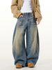Men's Straight Leg Loose Wide Leg Jeans Splatter Paint High Street Trousers Trendy Spring_mkmklike.com
