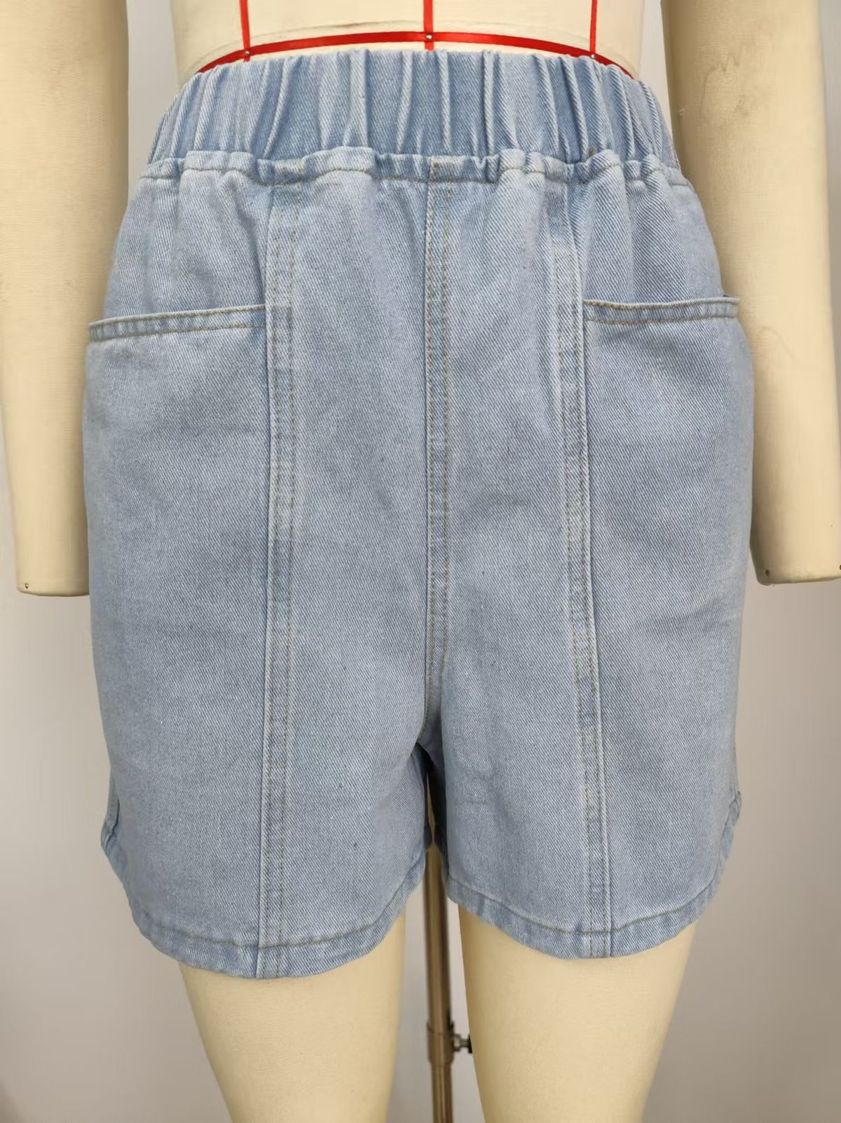K Women's New Elastic Waisted Denim Casual Shorts_mkmklike.com