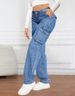 K New Retro Mid Waist Multi Pocket Workwear Jeans For Women's Casual Straight Leg Pants_mkmklike.com