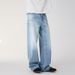 Men's Light Blue Washed Vintage Straight-Leg Jeans – Classic Denim With Distressed Whiskering & Retro Styling_mkmklike.com