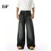EF JEANS | 2025 Spring New Product, American Street Washed Cat Whisker Three-dimensional Splicing Straight Jeans_mkmklike.com