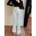 Hot Girl White Flared Jeans Women's Autumn And Winter High-waisted Stretchy Wide-leg Pants Straight-leg Floor-length_mkmklike.com
