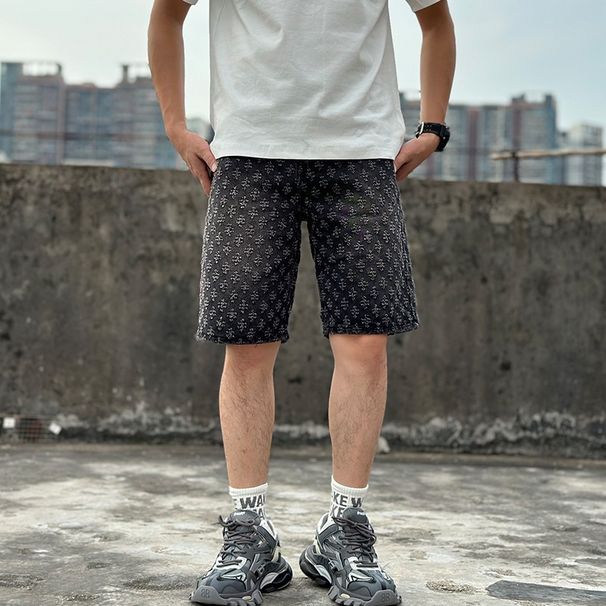 Men's Clothing Denim Shorts Summer Loose Pants Straight Casual Shorts_mkmklike.com