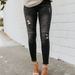 Women's Slim Fit Black Ripped Skinny Jeans – Stretch Pleated Denim Pants With Edgy Style_mkmklike.com