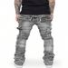 Spring Autumn 2025 Fashion European-Amecian Style Straight Type Cargo Jeans Men's Cotton Elastic Iaminated Micro Flared Denim Pants S-2XL_mkmklike.com
