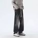 Men's Clothing Splashed White Jeans For Men With Drawstrings For Autumn American High Street Vibe Straight Loose Trendy Brand Elastic Waist Trousers_mkmklike.com