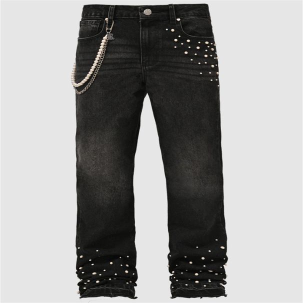 2026 European-USA Style Fashion Jeans Youth/Men Cotton Low Waist Set Diamonds Elastic Stacking Straight Type Vintage Denim Pants_mkmklike.com