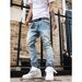 Streetwear Distressed Jeans – Slim Fit Vintage Washed Denim (S-3XL, Hip-Hop Stretch, Faded Blue, Casual Everyday Wear, Unisex Urban Style)_mkmklike.com