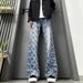 Men's Slim Fit Straight Leg Jeans American Vibe Thorn Jacquard Embroidery High Street Washed Retro Flare Pants_mkmklike.com