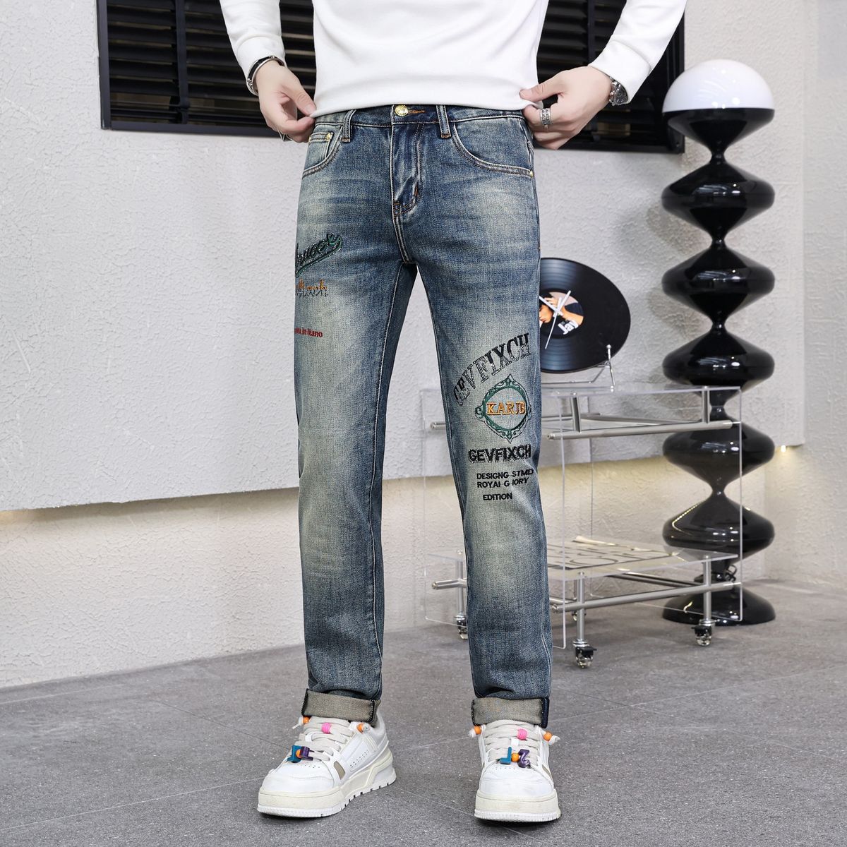BOY BOY Autumn Winter European Version Trendy Fashion Blue Jeans Men's Pants High-end One-piece Dropshipping_mkmklike.com