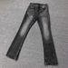 Men's Stretch High-Waisted Flared Jeans - Textured Wave Wash In Black/Grey With Slimming Straight-to-Bootcut Silhouette_mkmklike.com