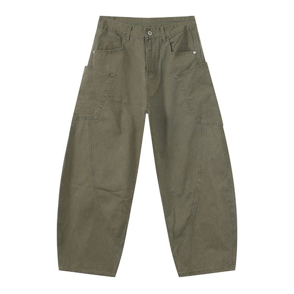 Men's Clothing Patchwork Pure Cotton Workwear Casual Washed Jeans High Street Design American Style Curved Fit_mkmklike.com