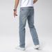 Men's Slim Fit Stretch Jeans - Light Blue Stretch Denim Pants With Hand-Rubbed Finish, Comfortable Cotton Blend, Straight Leg For All-Season Wear_mkmklike.com