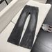 Men's Vibe High Street Straight Leg Jeans Washed Lightning Design Clean Fit Pants Slight Flare_mkmklike.com