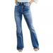 Women's Clothing Casual Fashion Slim High Waist Slightly Flared Denim Trousers_mkmklike.com