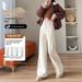 Fleece-Lined Jeans For Women, Autumn And Winter 2025 New Style, Pear-Shaped Body, Loose Fit, Slimming, White Wide-Leg_mkmklike.com
