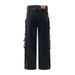 Style Multi-Pocket Ribbon Jeans For Men American High Street Washed Functional Hip-Hop Loose Straight Long Pants_mkmklike.com