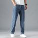Large Size Men's Loose Straight Jeans Men's Elastic Solid Color Simple Business Jeans Men's Summer Thin Pants_mkmklike.com