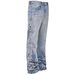 "Men's Gradient Embroidered Denim Trousers - Wide Leg Straight Fit Jeans With Vintage Wash"_mkmklike.com