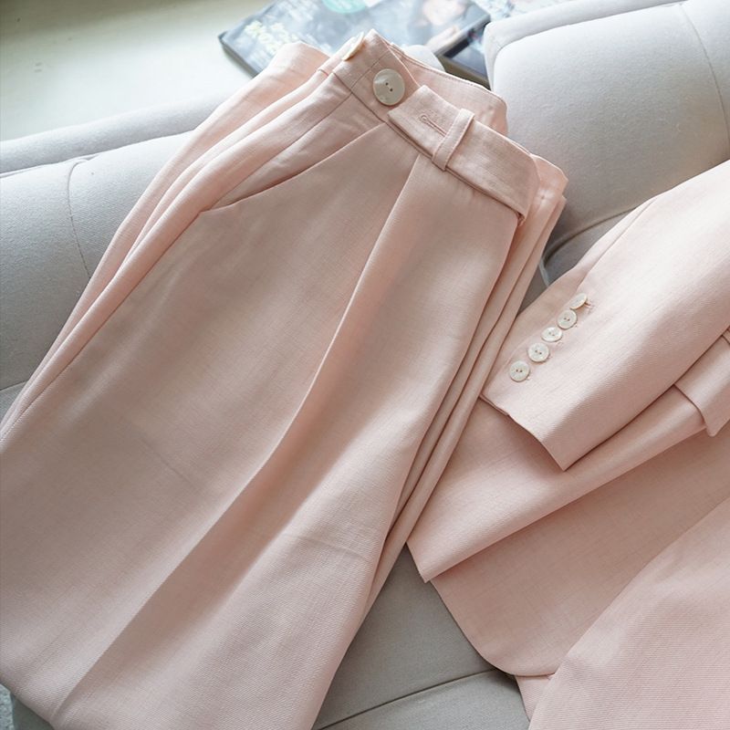 Women's Clothing warm spring healing color shimmer texture pieces heavy industry slim silhouette suit_mkmklike.com