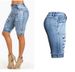 Women's clothing stretch wash ground cut hem women's denim capri pants high waist ripped jeans women_mkmklike.com
