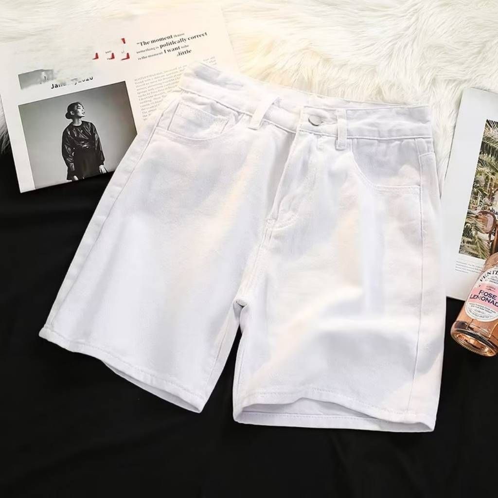 Men's Clothing Denim Loose Straight Simple Shorts Washed Retro Casual Shorts_mkmklike.com