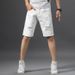 Men's Clothing White Ripped Denim Shorts Men's Straight Pants Trendy Brand Ins Shorts Slim Breeches_mkmklike.com