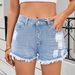 Women's Distressed Denim Shorts - Vintage Washed High Waist Ripped Hot Pants Trendy Casual Stretch Denim Shorts_mkmklike.com