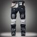 Men's Clothing Elastic Trousers Zipper Decoration Jeans Men's Ripped White Tide Pants Men's Clothing_mkmklike.com