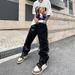Men's Trendy Hip Hop Jeans Distressed Knife Cut Ripped Loose Wide Leg Embroidered High Street Style_mkmklike.com