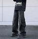 Men's Retro Heavy Duty Distressed Denim Jeans High Street Vibe Patchwork Straight Leg Wide Leg Trousers For Spring_mkmklike.com