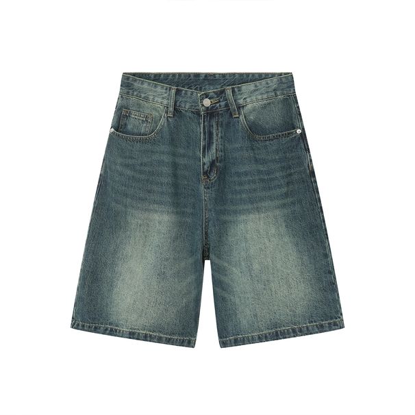 Men's Wide-Leg Denim Shorts - Retro Hong Kong Style | Mid-High Waist Loose Fit_mkmklike.com