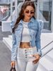 K Women's Fashion Denim Short Jacket With Stand-up Collar_mkmklike.com