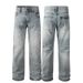 Hot Seller Rhinestone Patch Male Blue BaggyWash Plus Sizes Jeans High Street Rock Revivaleans Men_mkmklike.com