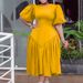 Women's Clothing pleated large size fashion puff sleeve dress_mkmklike.com