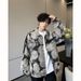 Men's Clothing Men's Distressed Tie-Dye Denim Jacket | Oversized Streetwear Coat | High-Street Fashion | Cotton Blend | Black | S-3XL_mkmklike.com