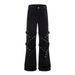Designed Lace-Up Denim Flared For Men, American High Street Style With Metal Rivet Decoration, Niche Casual Long Pants_mkmklike.com