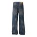 Men's Clothing Street Clenafit Retro Blue Distressed Jeans Men And Women Loose Wide Leg Straight Pants_mkmklike.com