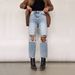 Women's Clothing Retro High Waisted Ripped Straight Jeans_mkmklike.com